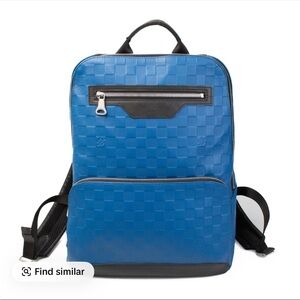 Louis Vuitton Blue Checkered Backpack with Black Accents